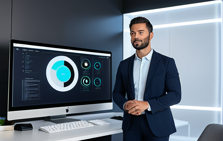 A professional adult in a modern, minimalist home office, surrounded by sleek digital screens and smart devices, subtly indicating a highly integrated AI assistant. The subject is focused, with a calm and confident expression, interacting intuitively with the technology. They are fully clothed in professional, modest attire, comprising a smart casual blazer and well-fitted trousers. The background features clean lines, soft ambient lighting, and subtle futuristic elements. The scene conveys a sense of efficiency and advanced technology seamlessly supporting daily tasks. safe for work, appropriate content, fully clothed, professional, perfect anatomy, correct proportions, natural pose, well-formed hands, proper finger count, natural body proportions, high quality, professional photography.