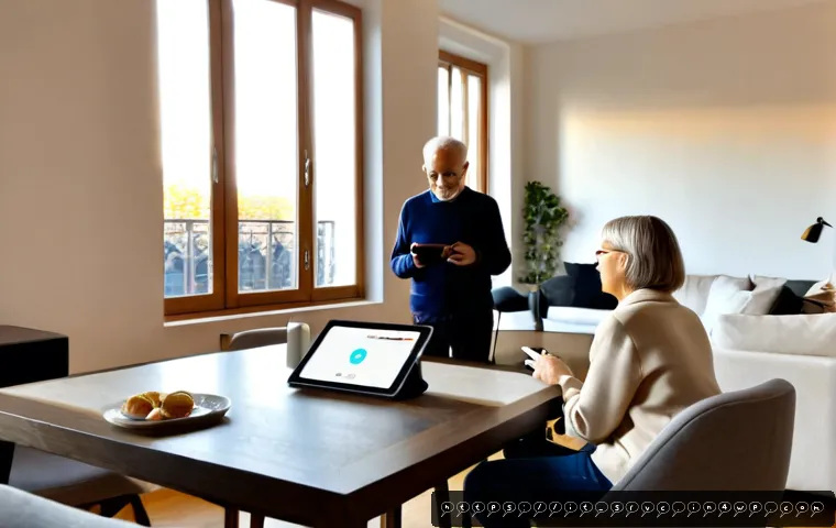 Home 11 AI 집사 서비스의 사용자 기반 확장 전략 - Photorealistic modern Italian apartment in Milan, a friendly senior couple and a young professional ...